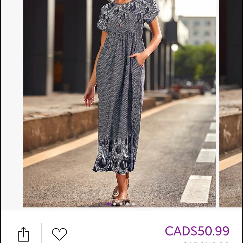 BNWT Navy & White Geometric Boatneck Slit-Side Empire-Waist Maxi Dress 24W 4X